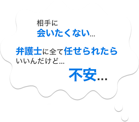 相手に会いたくない！　弁護士に全て任せられたらいいんだけど…　不安…